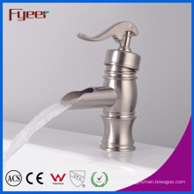 Fyeer Single Handle Nickle Brushed Bathroom Waterfall Basin Faucet